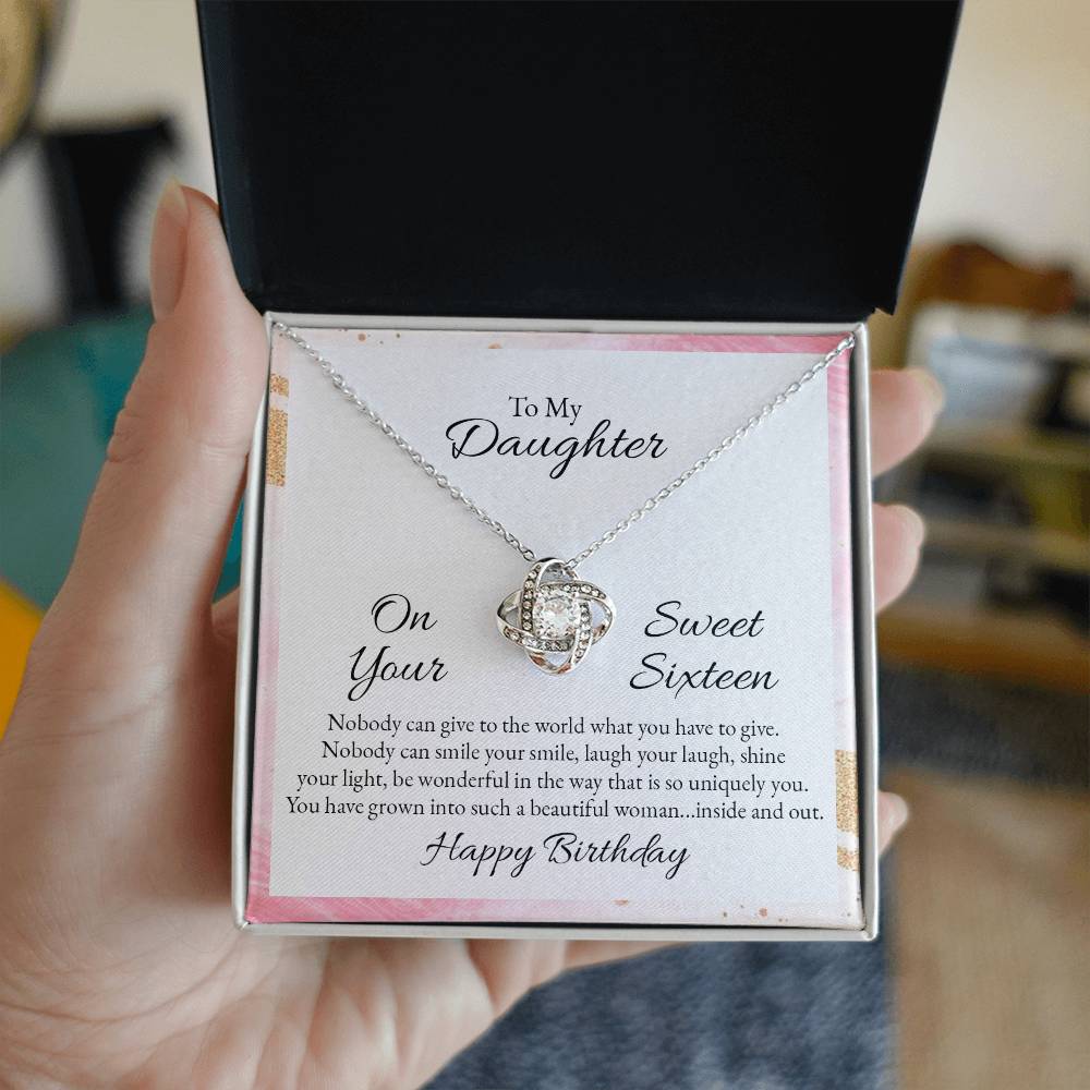 To Daughter - On your sweet sixteen - Love Knot Necklace