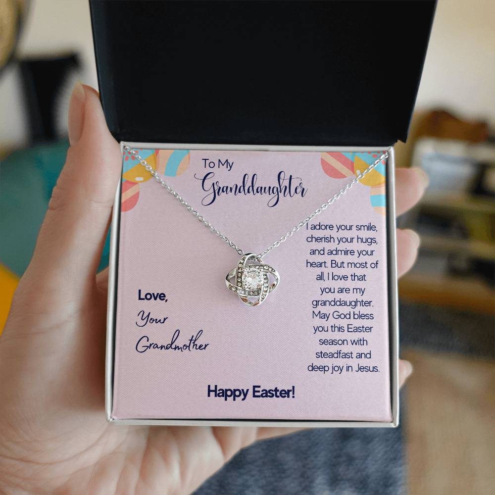 To Granddaughter - I adore your smile - Love Knot Necklace