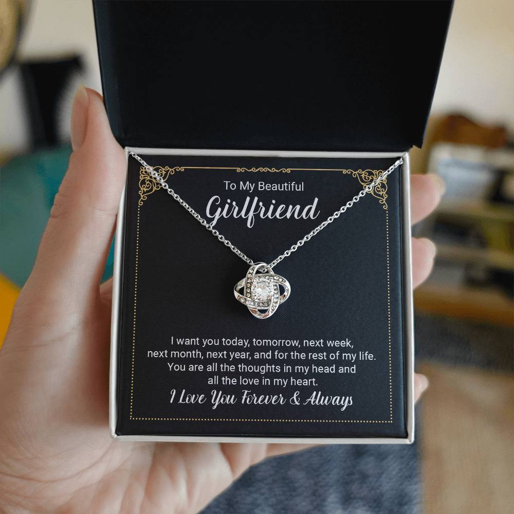 To Girlfriend - I want you today - Love Knot Necklace