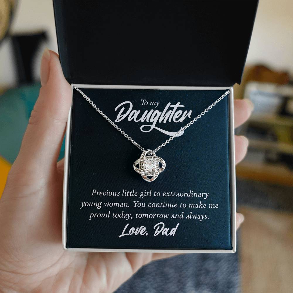 To Daughter - Precious little girl - Love Knot Necklace