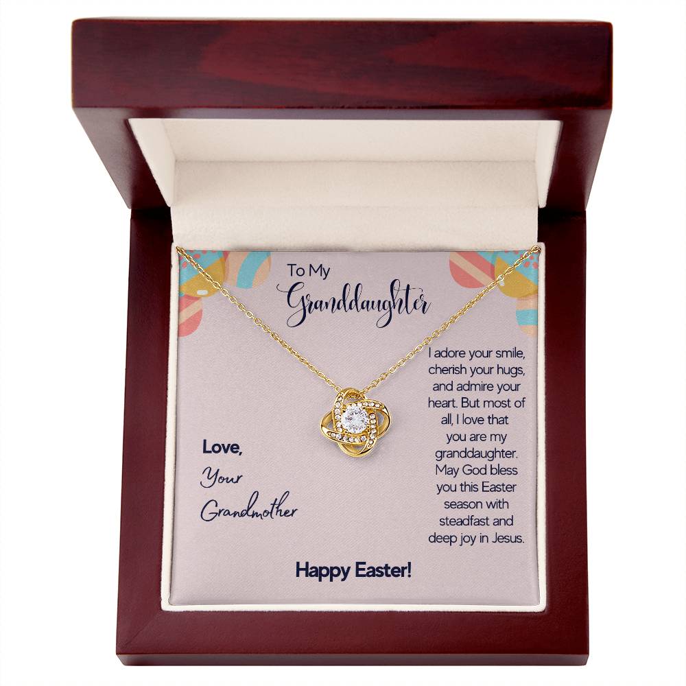 To Granddaughter - I adore your smile - Love Knot Necklace