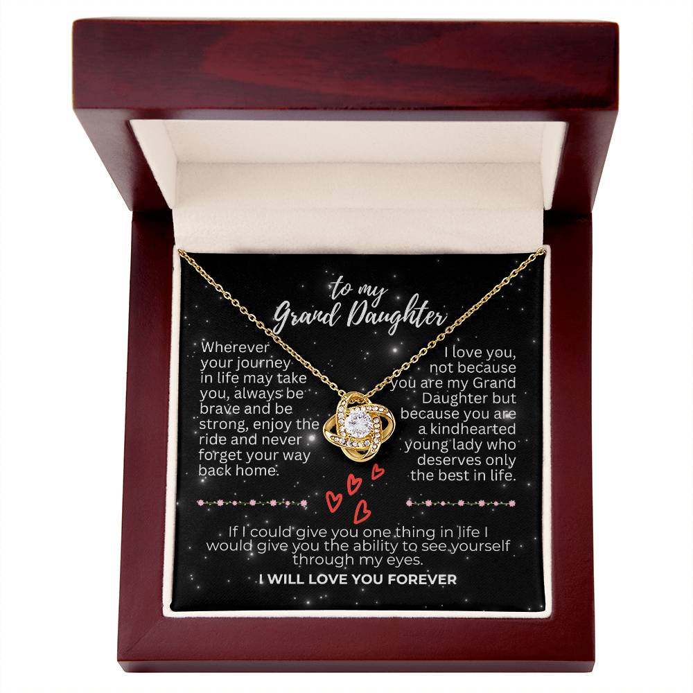 To Grand Daughter - Wherever your journey - Love Knot Necklace