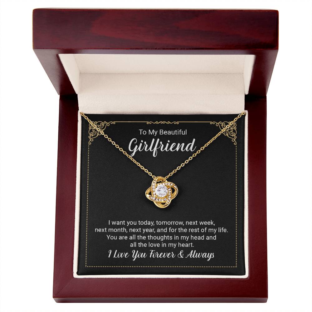 To Girlfriend - I want you today - Love Knot Necklace