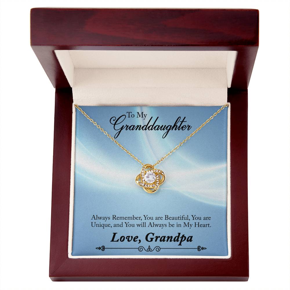 To Granddaughter - Always remember - Love Knot Necklace