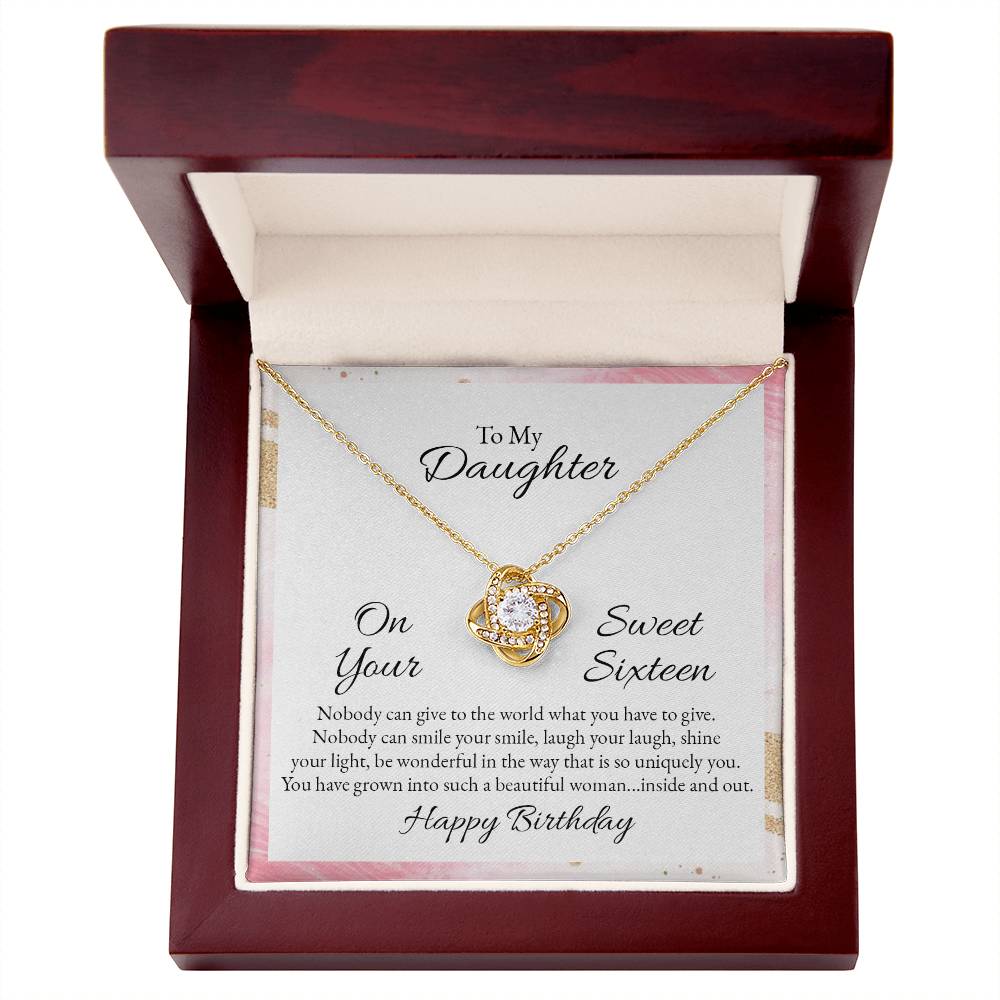 To Daughter - On your sweet sixteen - Love Knot Necklace