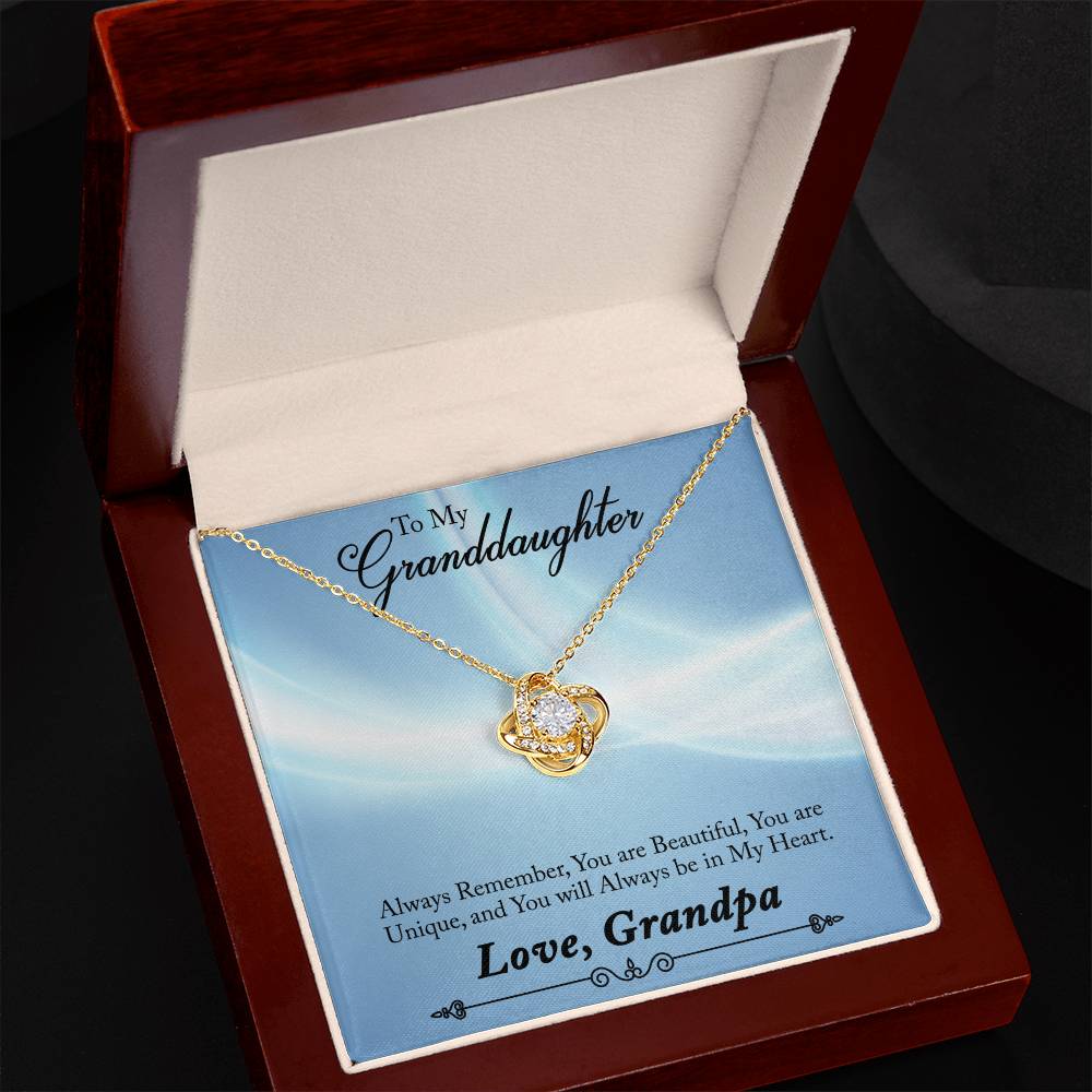 To Granddaughter - Always remember - Love Knot Necklace