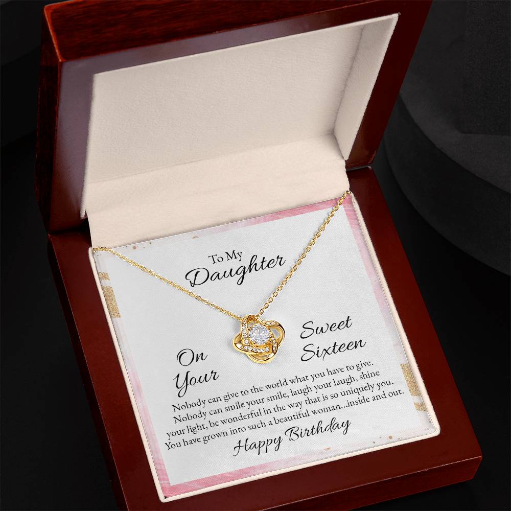 To Daughter - On your sweet sixteen - Love Knot Necklace