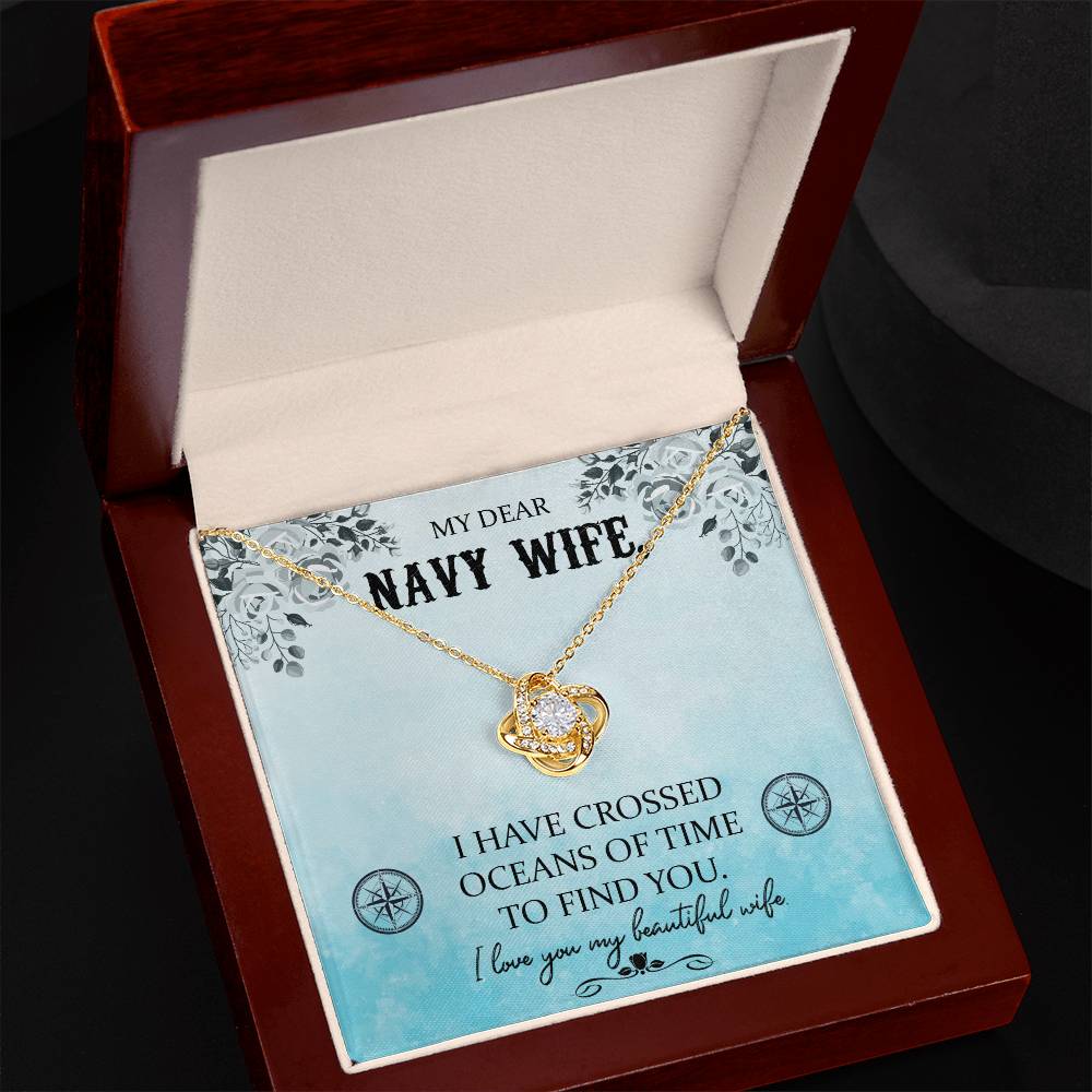 To Navy Wife - I have crossed - Love Knot Necklace