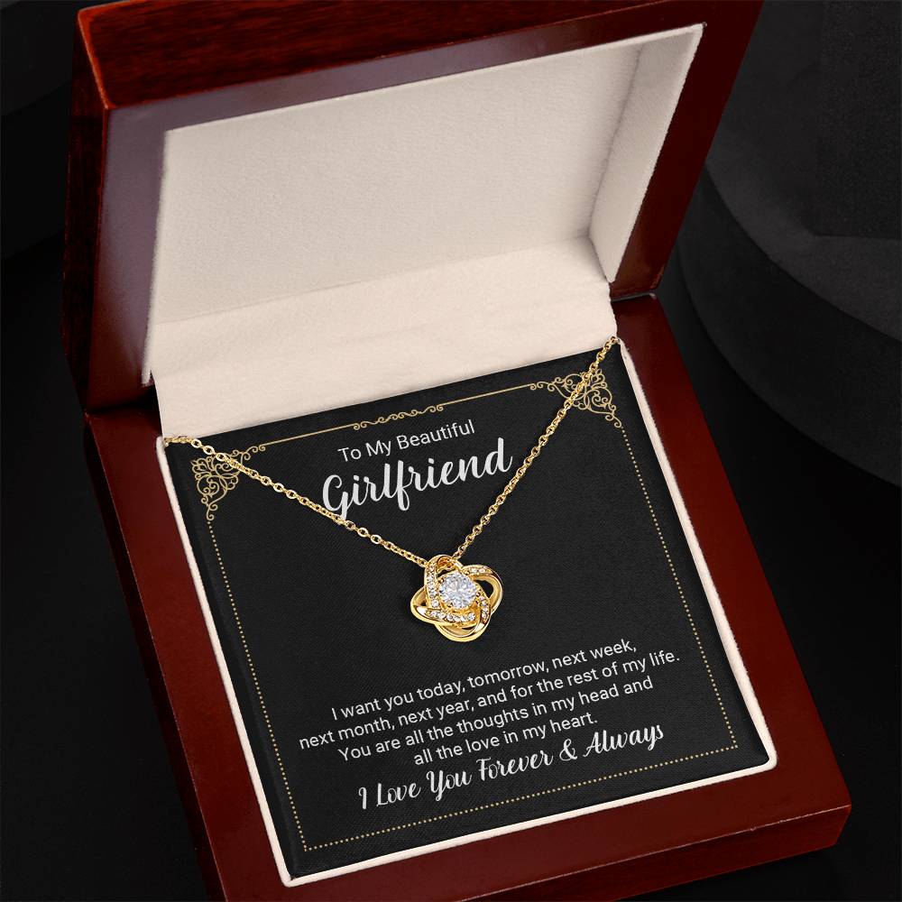 To Girlfriend - I want you today - Love Knot Necklace