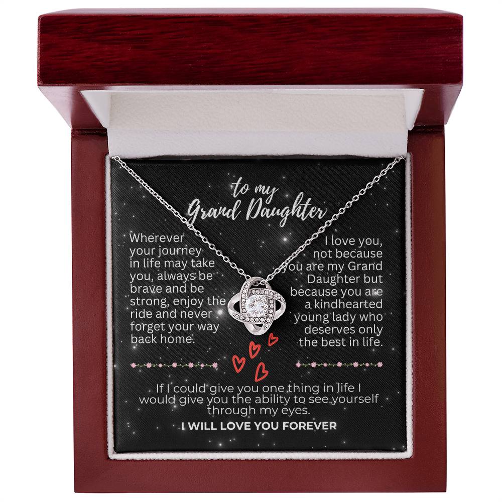 To Grand Daughter - Wherever your journey - Love Knot Necklace