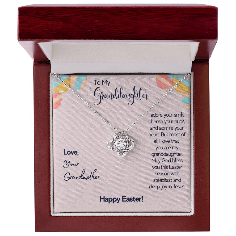 To Granddaughter - I adore your smile - Love Knot Necklace