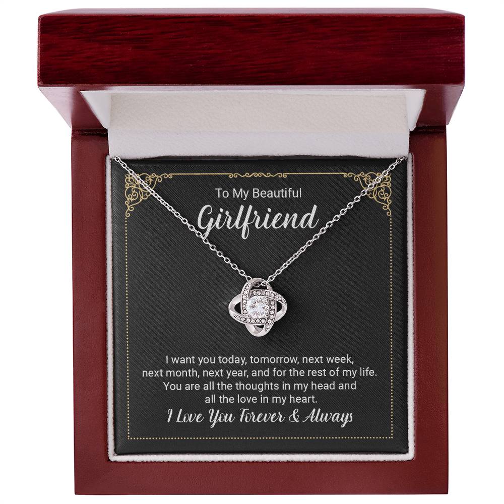 To Girlfriend - I want you today - Love Knot Necklace