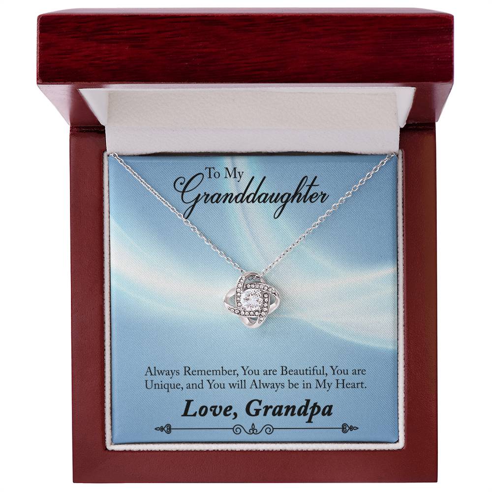 To Granddaughter - Always remember - Love Knot Necklace