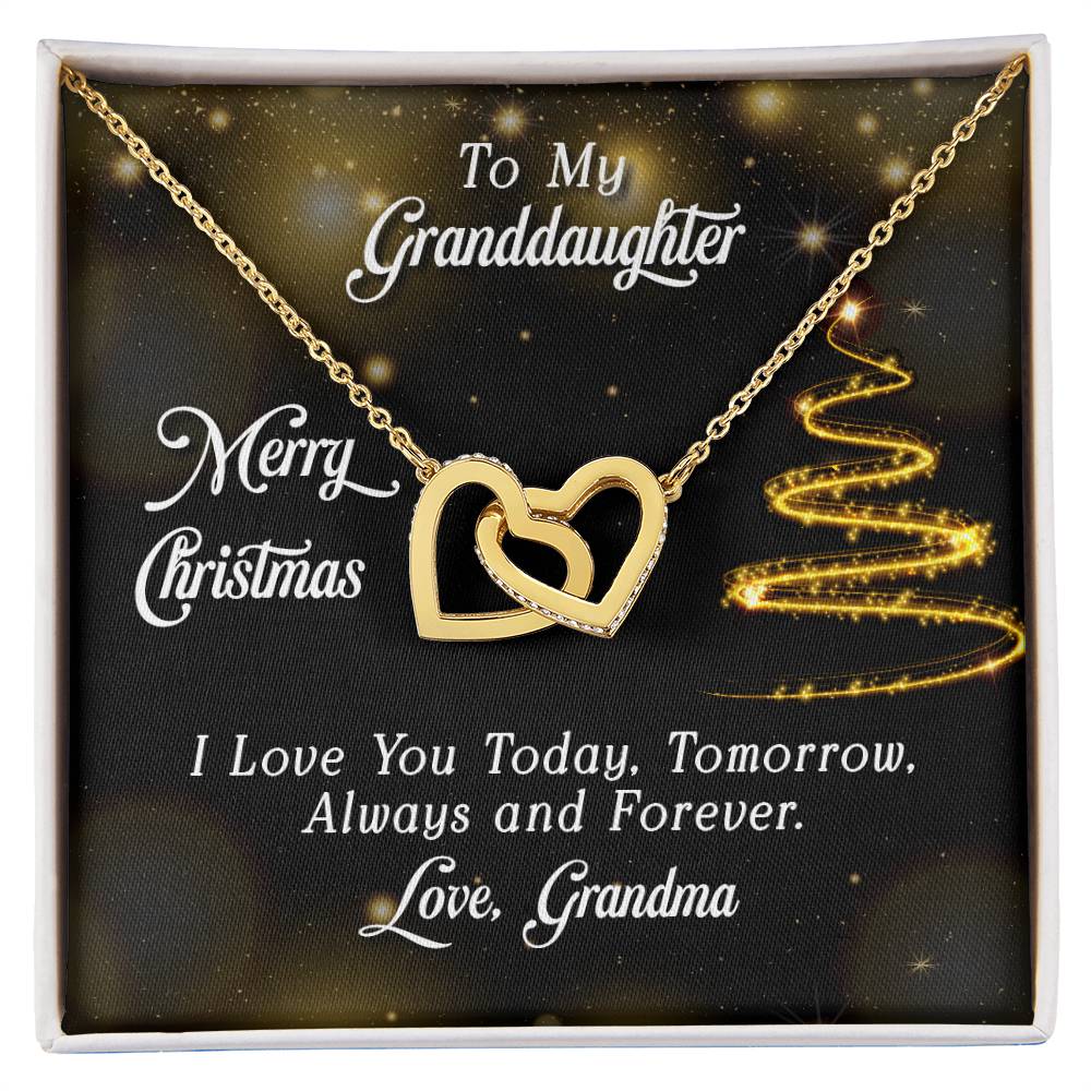 To Granddaughter - Merry Christmas - Interlocking Hearts Necklace