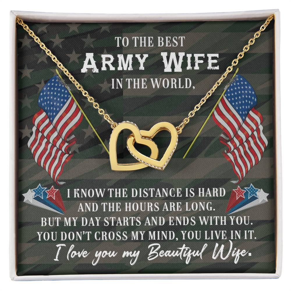 To Army Wife - I know the distance - Interlocking Hearts Necklace