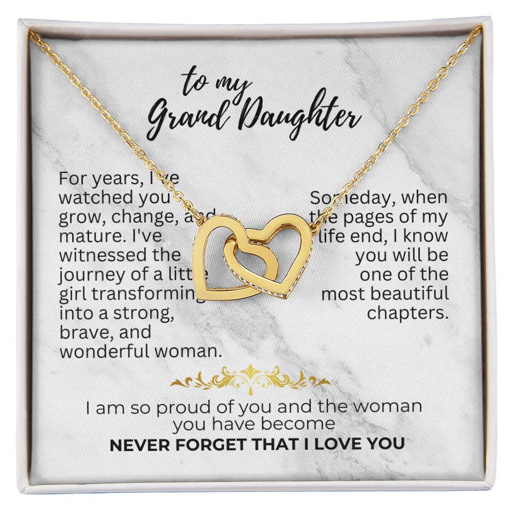 To Granddaughter - For years - Interlocking Hearts Necklace