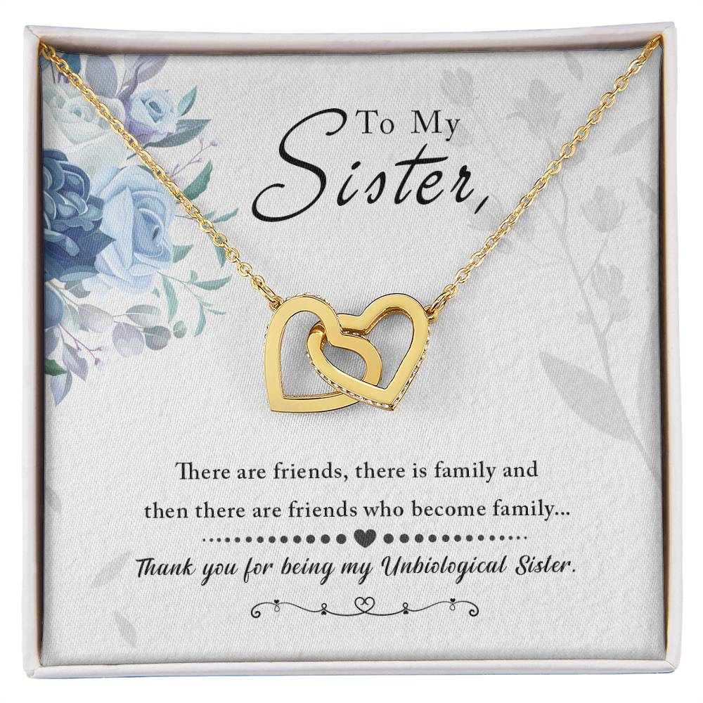 To Sister - There are friends - Interlocking Hearts Necklace