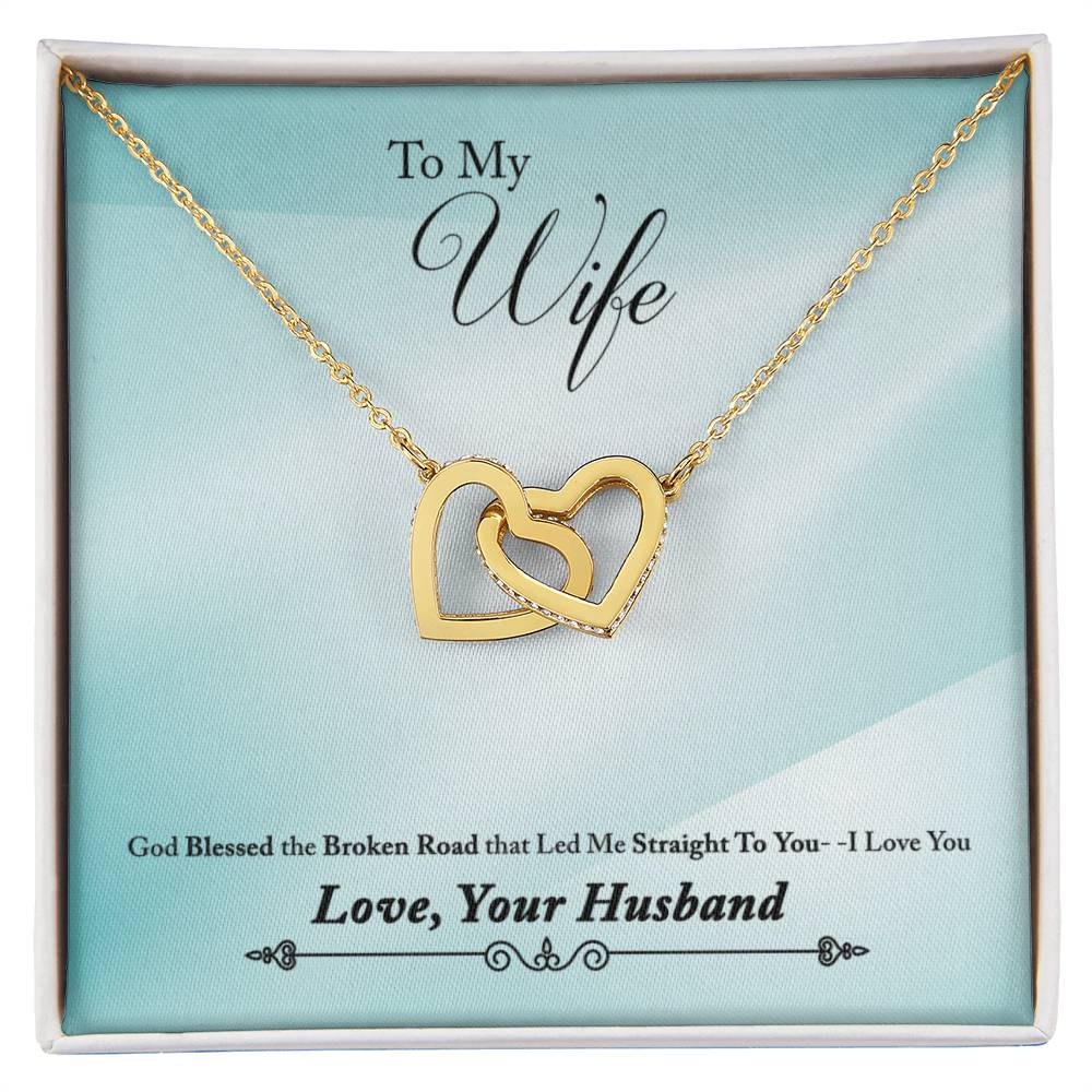 To Wife - God blessed - Interlocking Hearts Necklace