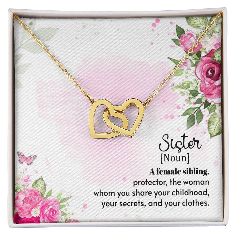 To Sister - A female sibling - Interlocking Hearts Necklace