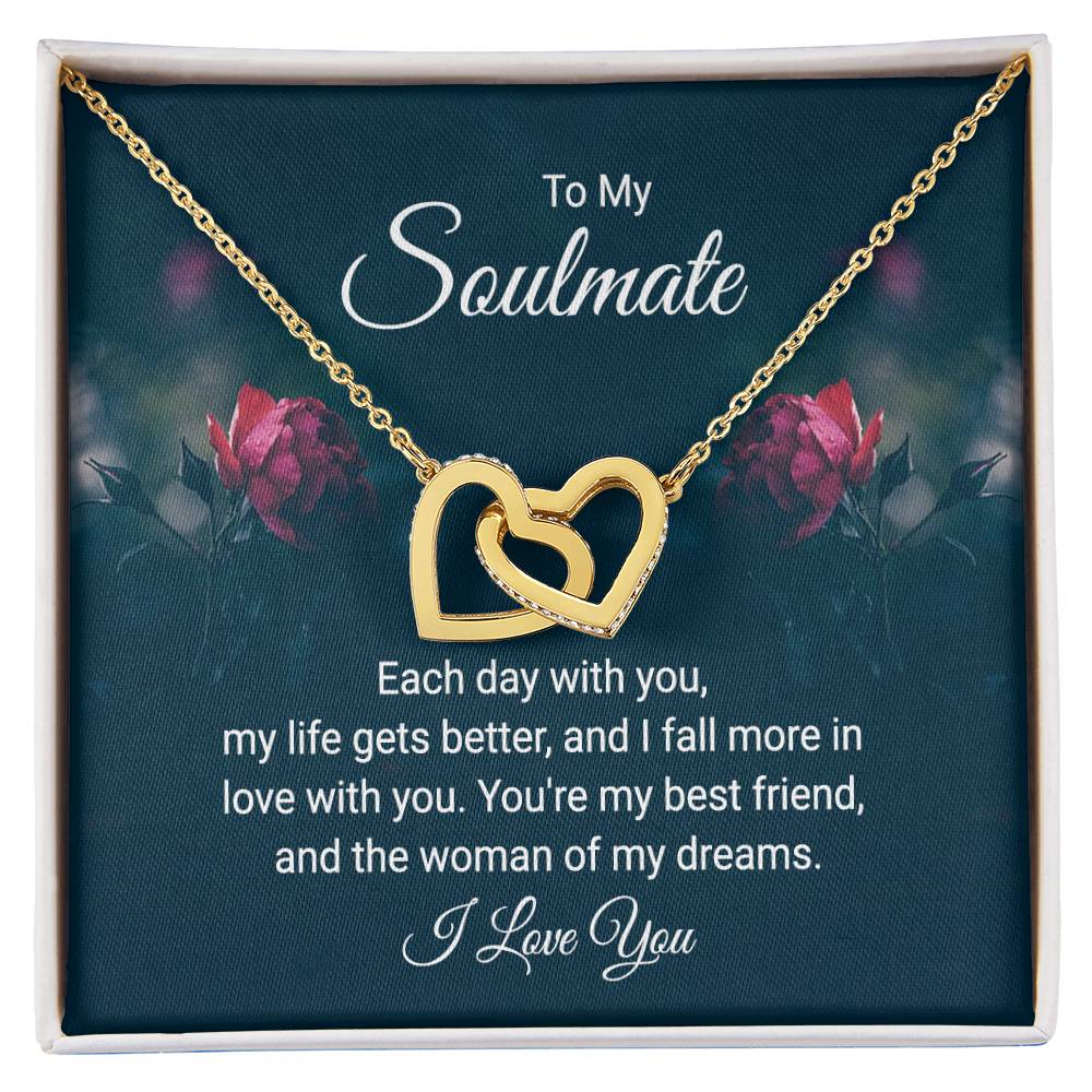 To Soulmate - Each day with you - Interlocking Hearts Necklace