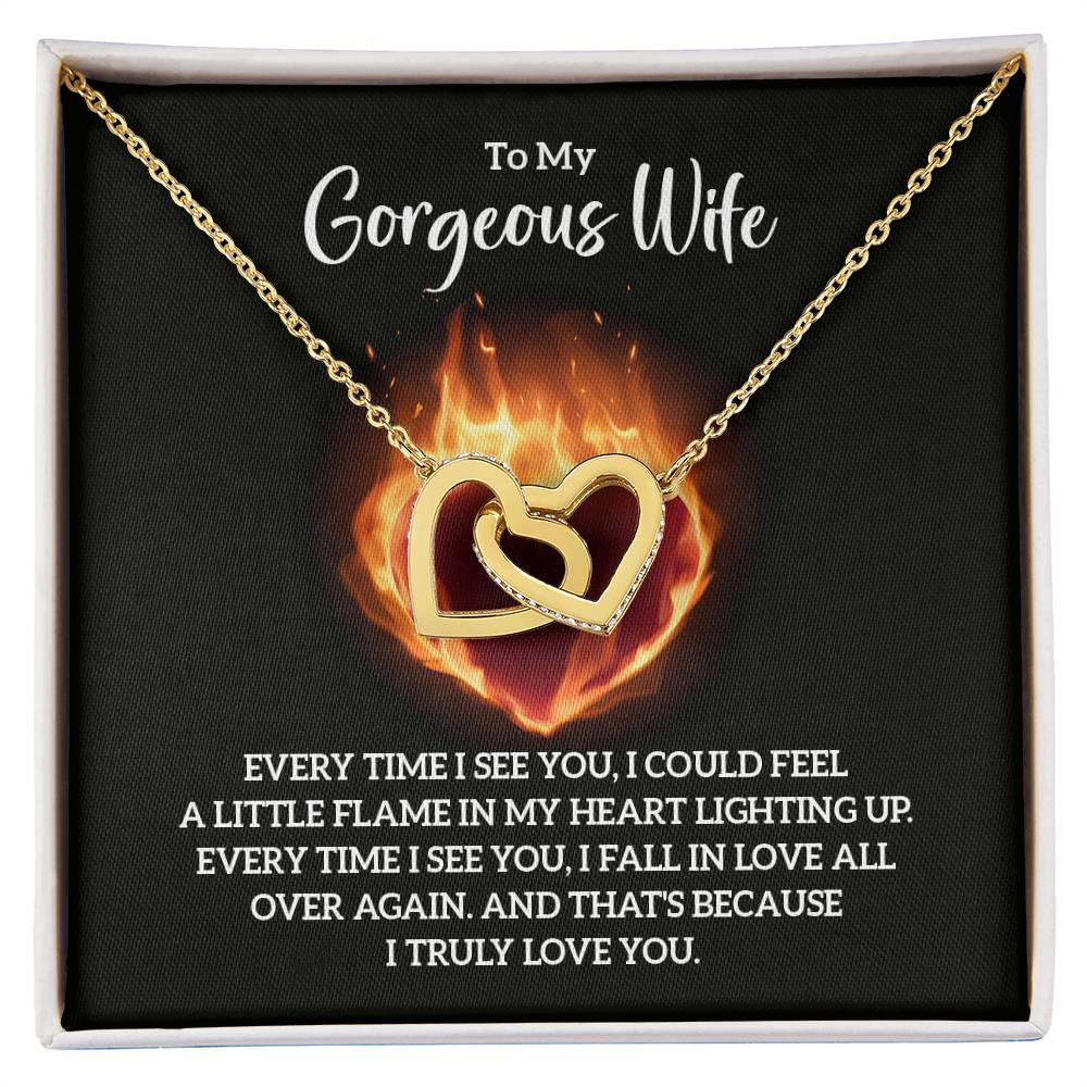 To Wife - Every time I see you - Interlocking Hearts Necklace