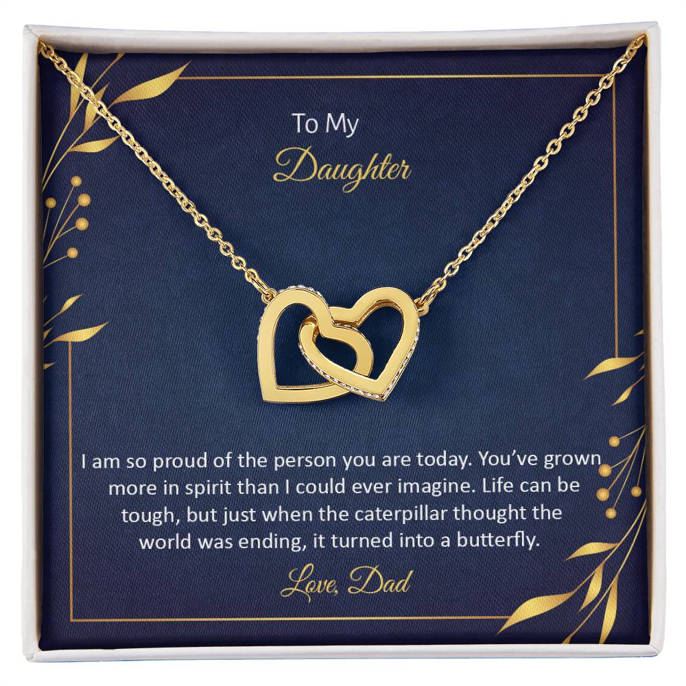 To Daughter - I am so proud - Interlocking Hearts Necklace