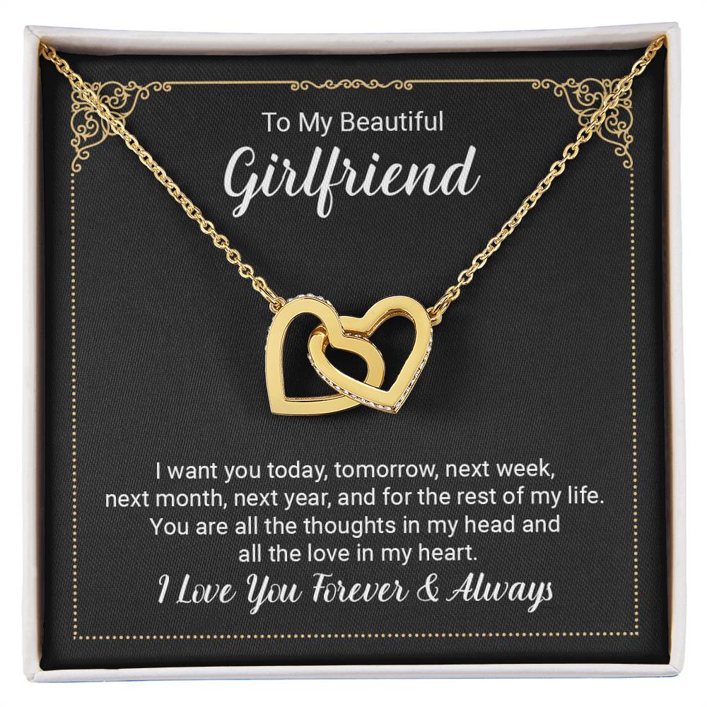 To Girlfriend - I want you today - Interlocking Hearts Necklace