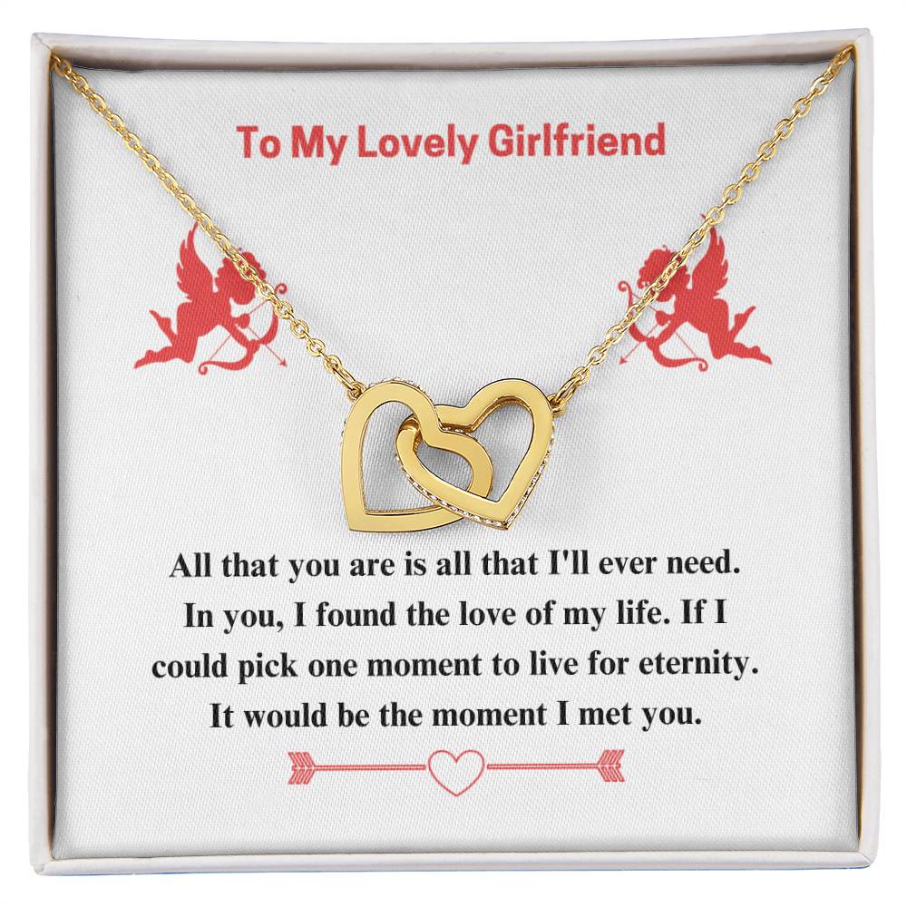 To Girlfriend - If I could - Interlocking Hearts Necklace