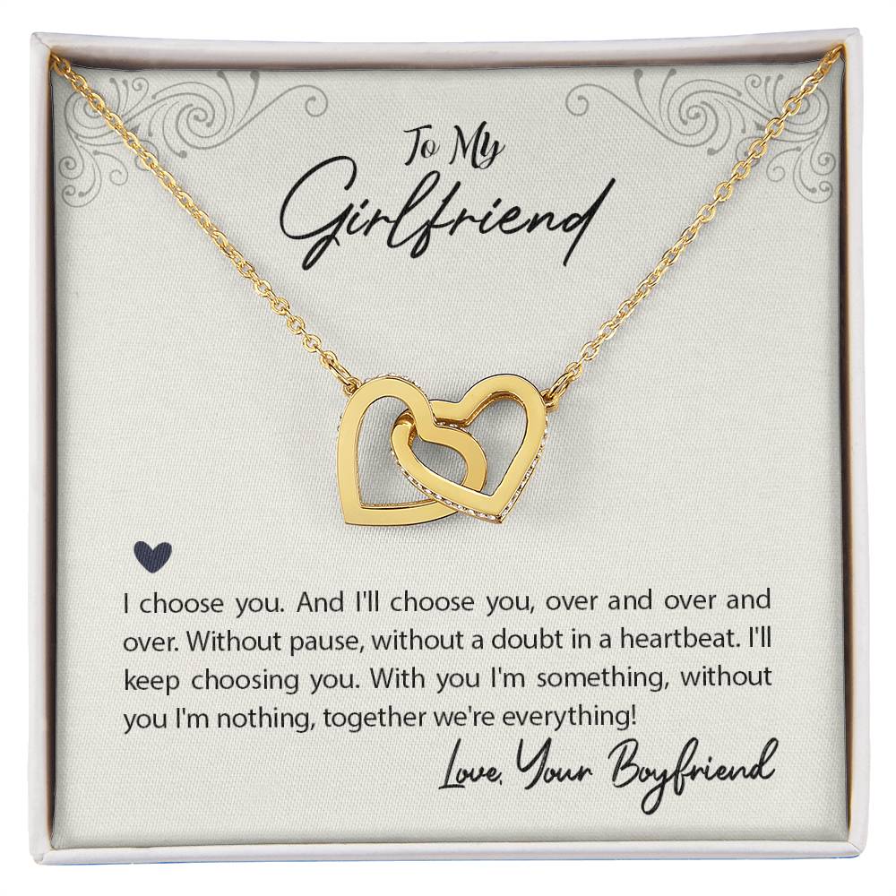 To Girlfriend - I choose you - Interlocking Hearts Necklace