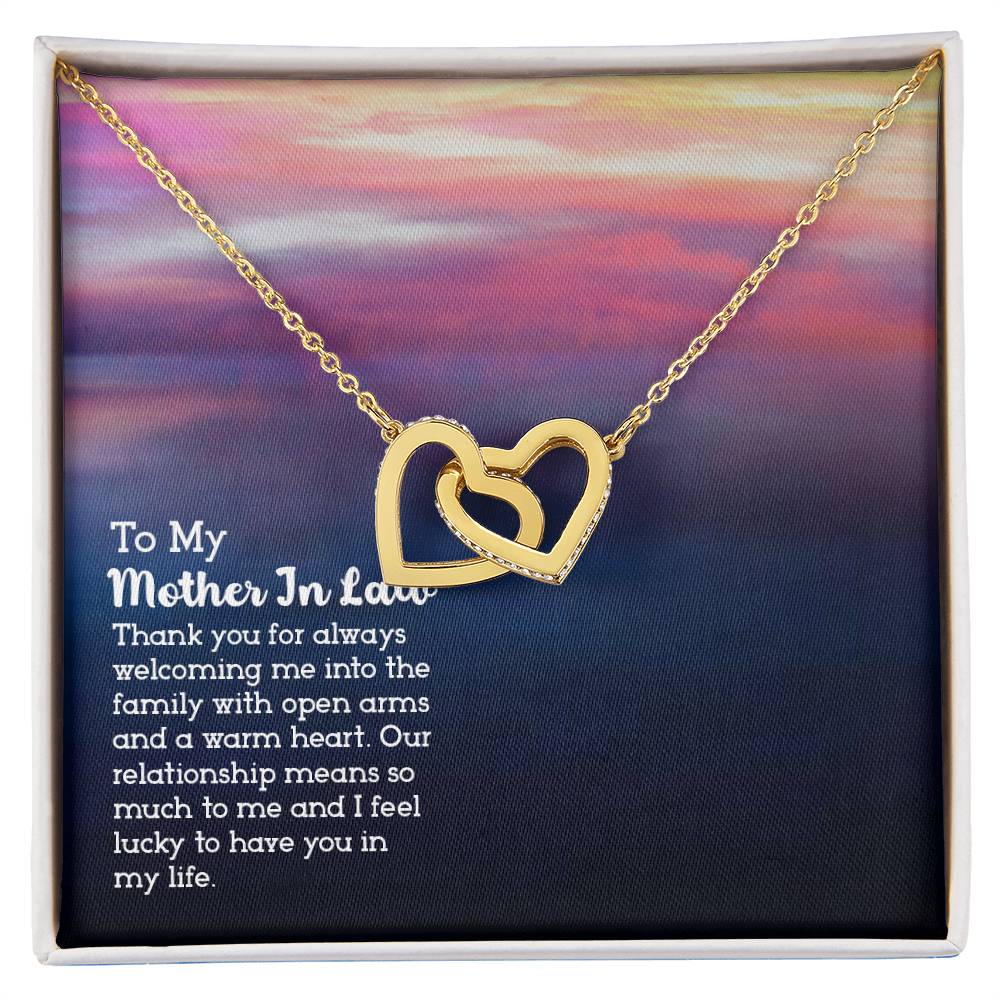 To Mother In Law - Thank you for always - Interlocking Hearts Necklace