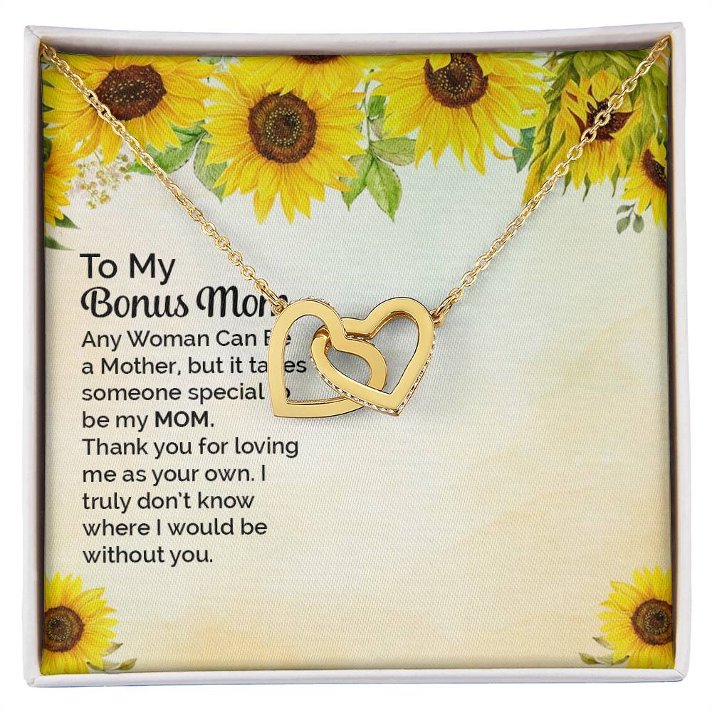 To Bonus Mom - Any woman can be - Interlocking Hearts Necklace