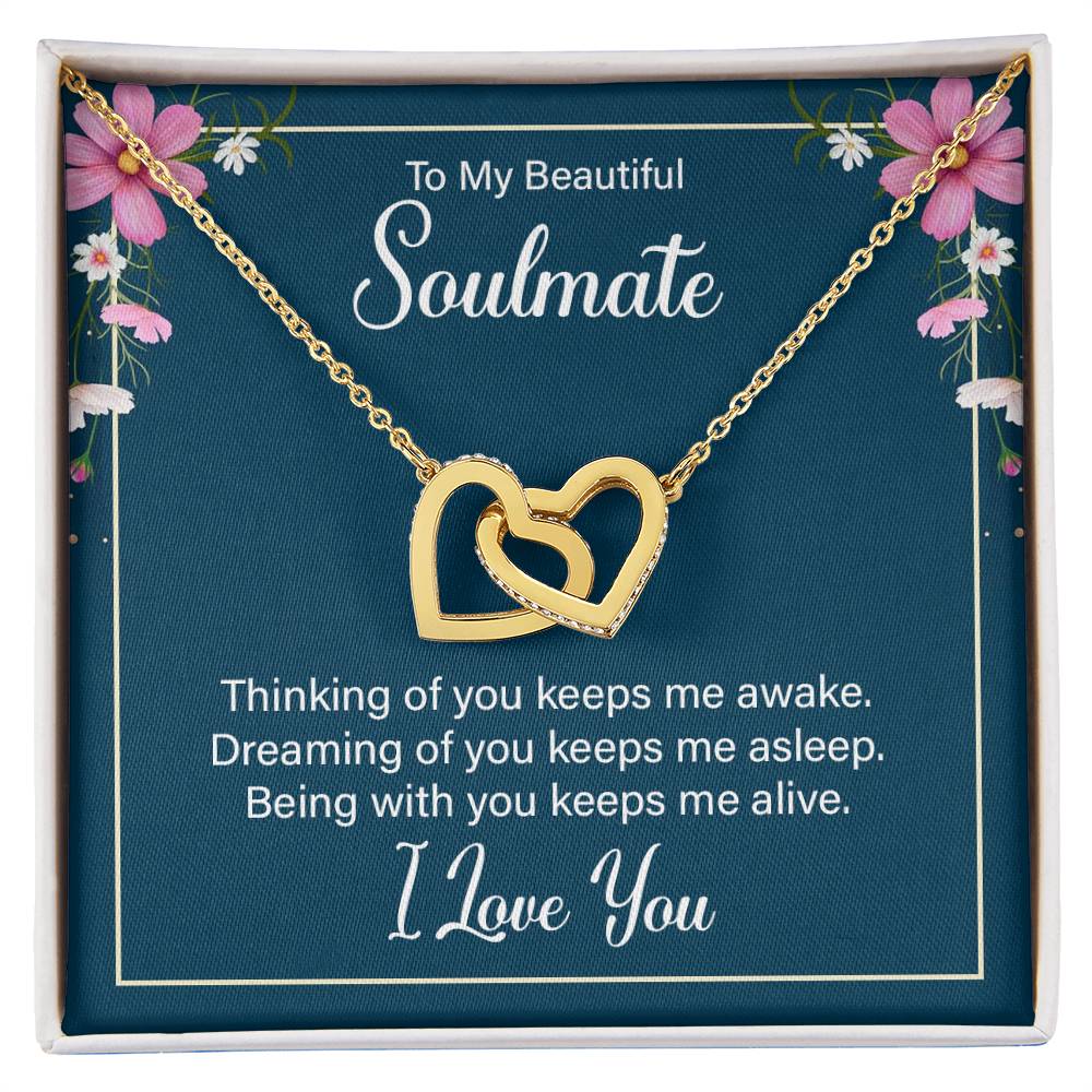 To Soulmate - Thinking of you - Interlocking Hearts Necklace