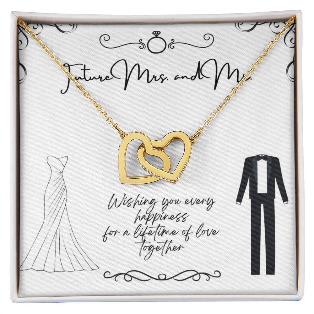 To Future Couple - Wishing you every happiness - Interlocking Hearts Necklace