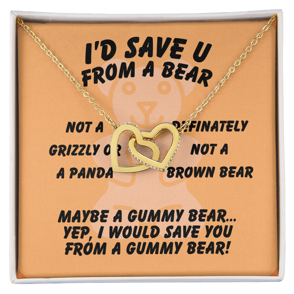 I'd save U - From a bear - Interlocking Hearts Necklace