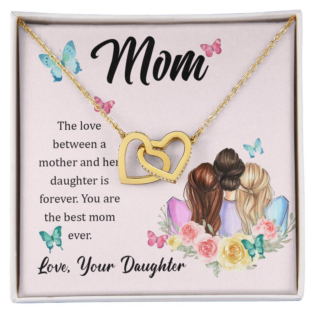 To Mom - The love between - Interlocking Hearts Necklace