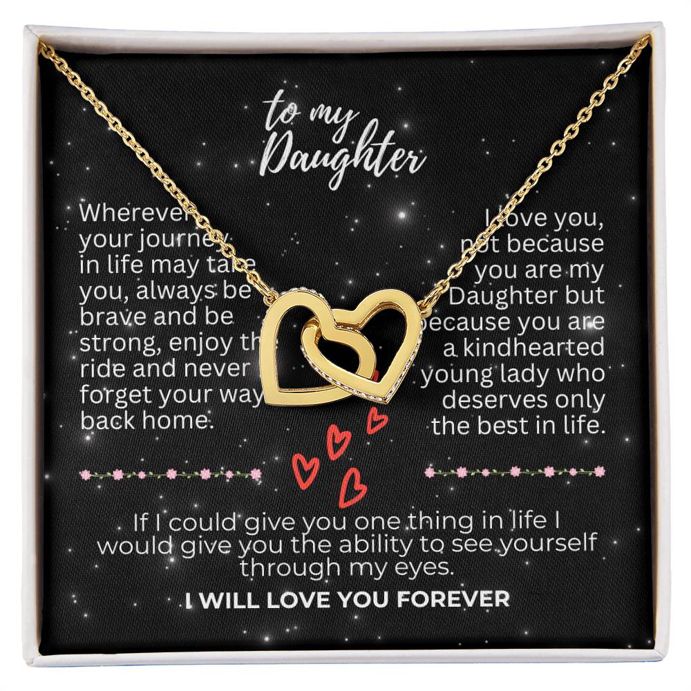 To Daughter - Wherever your journey - Interlocking Hearts Necklace