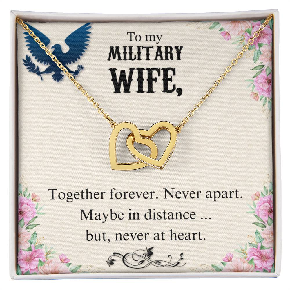 To Military Wife - Together forever - Interlocking Hearts Necklace