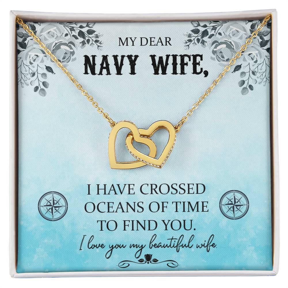 To Navy Wife - I have crossed - Interlocking Hearts Necklace