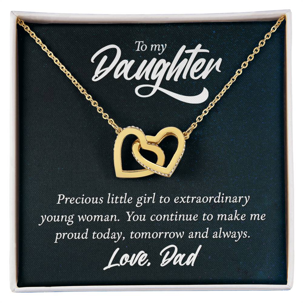 To Daughter - Precious little girl - Interlocking Hearts Necklace