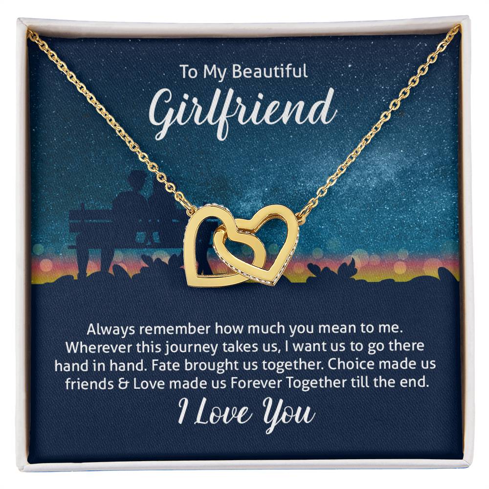 To Girlfriend - Always remember - Interlocking Hearts Necklace