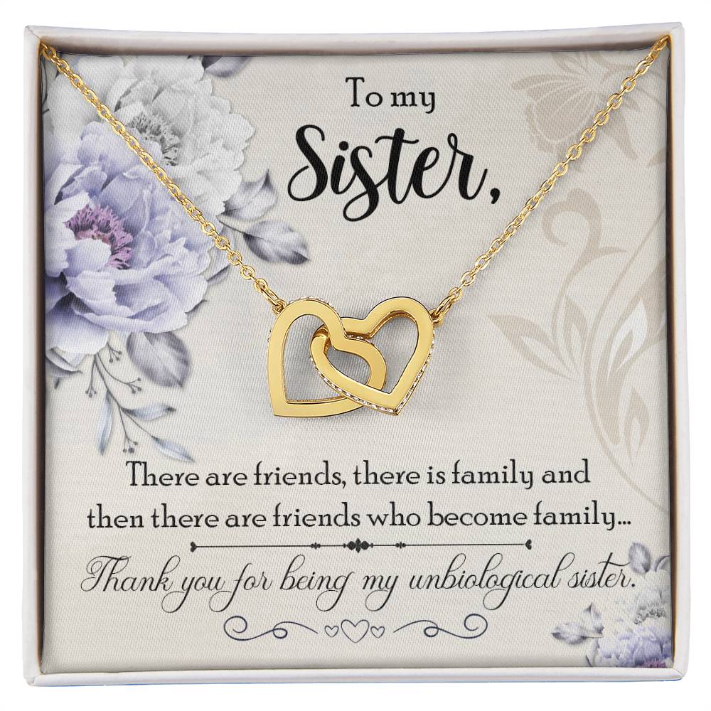 To Sister - There are friends - Interlocking Hearts Necklace