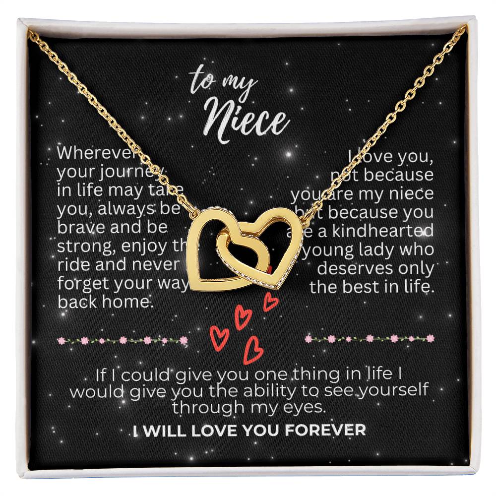 To Niece - Wherever your journey - Interlocking Hearts Necklace