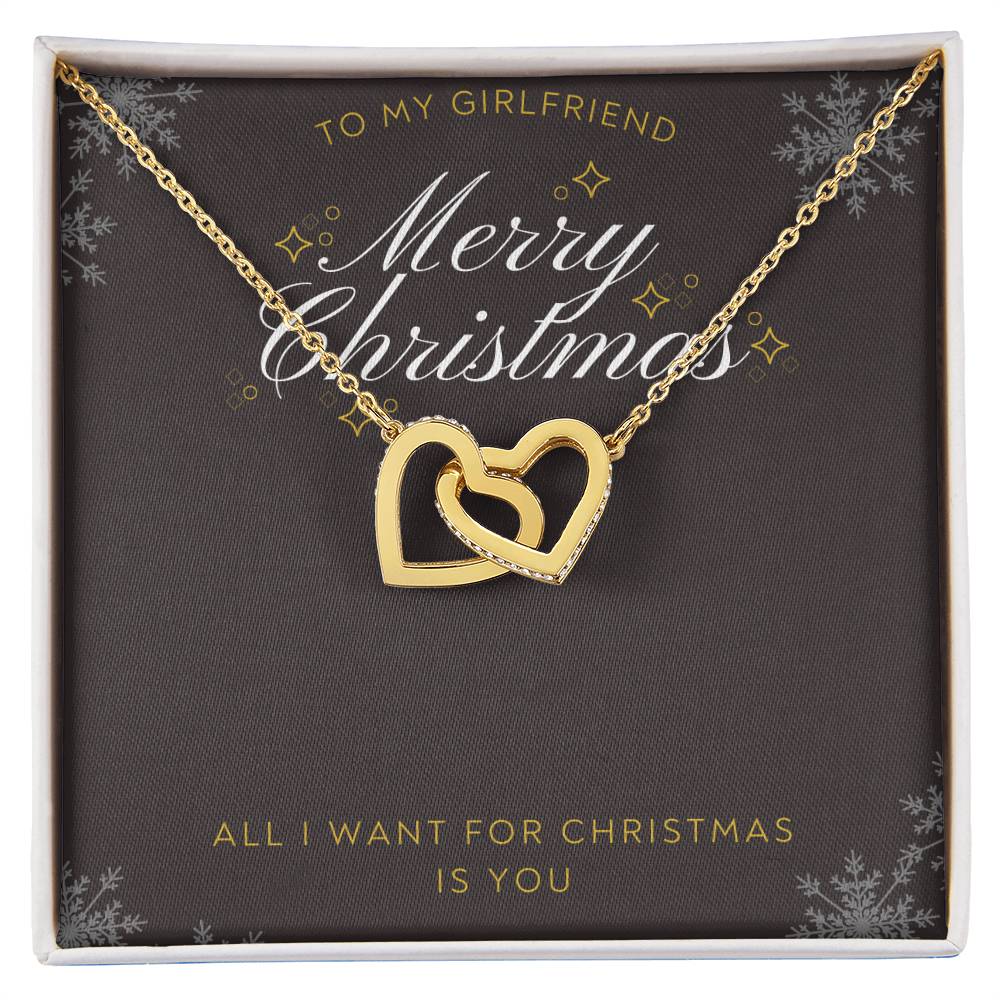 To Girlfriend - All I want for Christmas - Interlocking Hearts Necklace