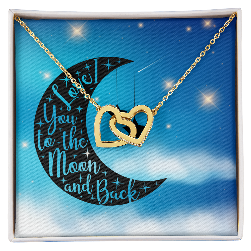 Love - To the moon and back - Interlocking Hearts Necklace