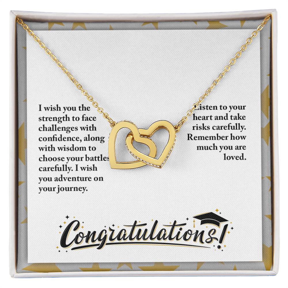 Graduation - I wish you the strength - Interlocking Hearts Necklace