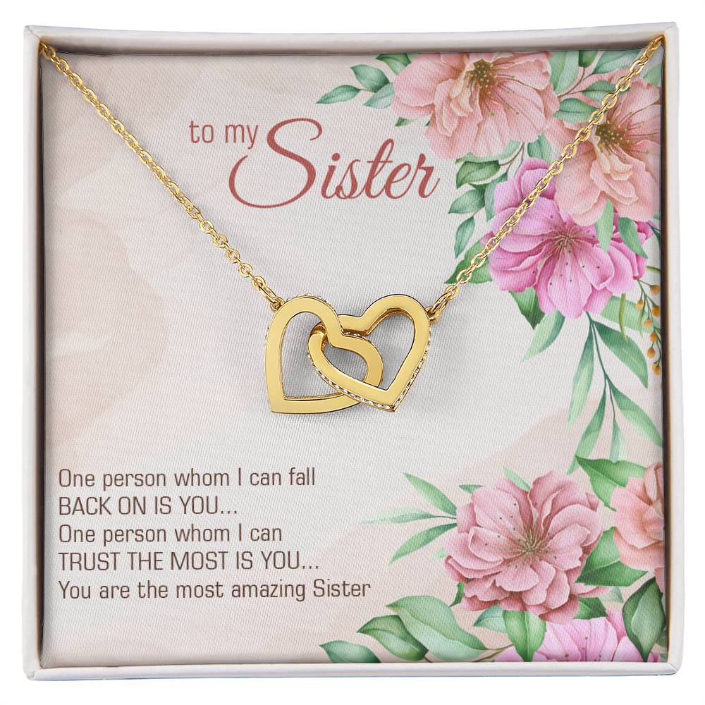 To Sister - One person - Interlocking Hearts Necklace