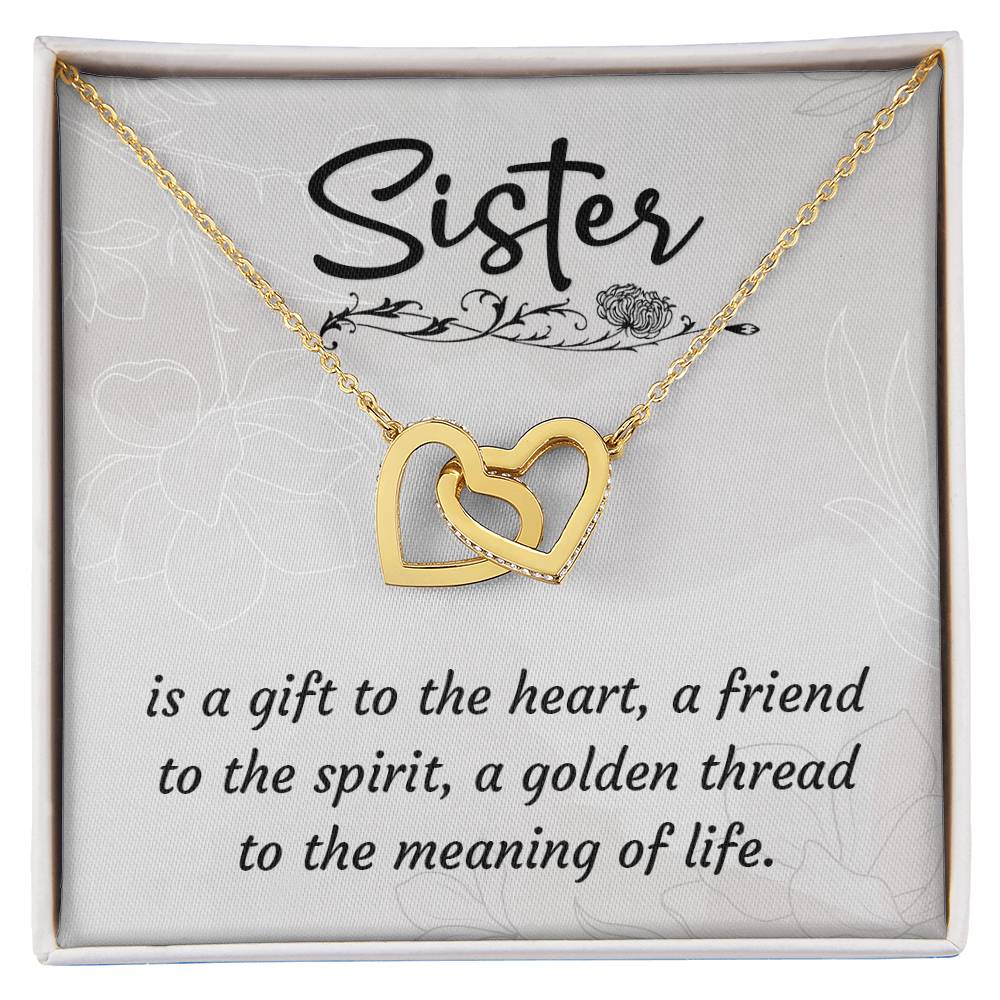 To Sister - Is a gift - Interlocking Hearts Necklace