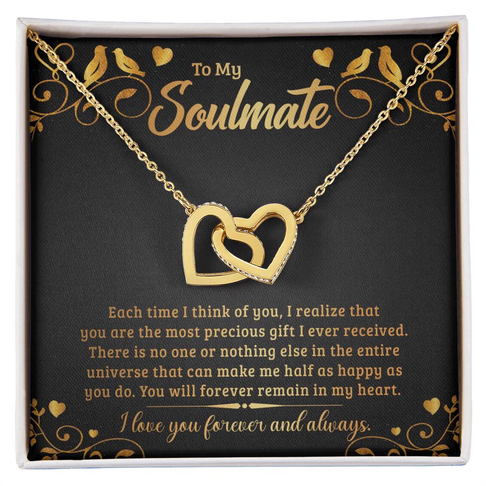 To Soulmate - Each time I think - Interlocking Hearts Necklace