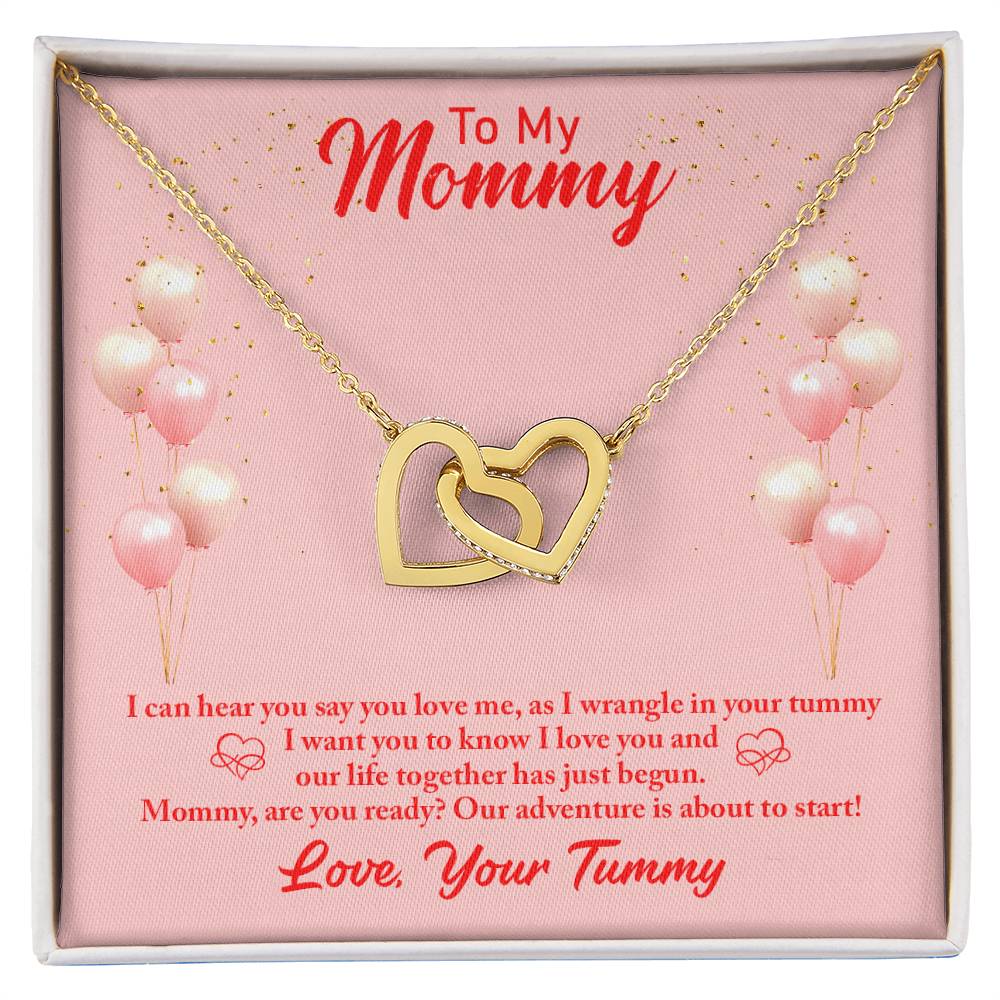 To Mom - I can hear - Interlocking Hearts Necklace