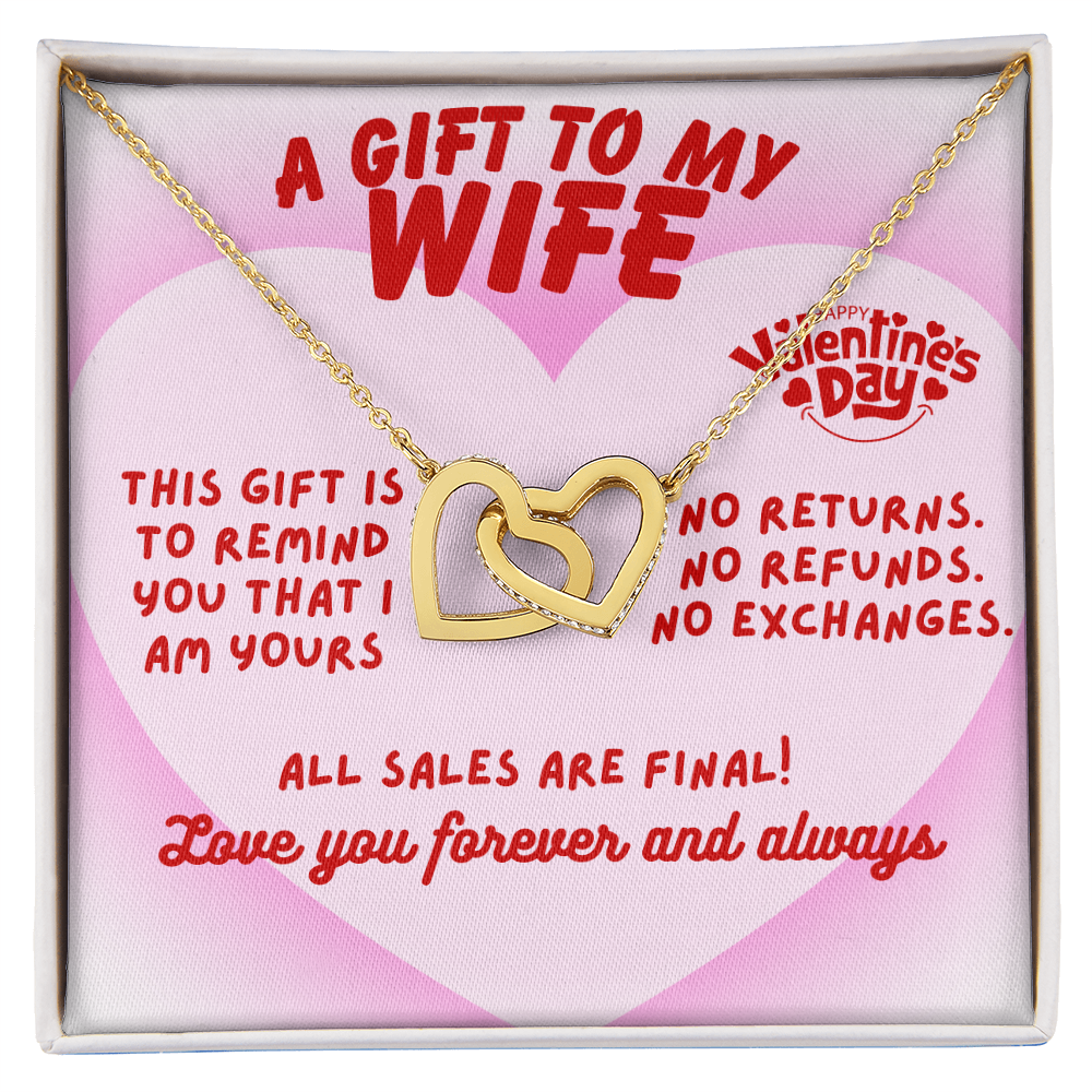 To my wife - This gift is to remind you - Interlocking Hearts Necklace